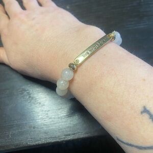 “Live with love” pink quartz stretch bracelet